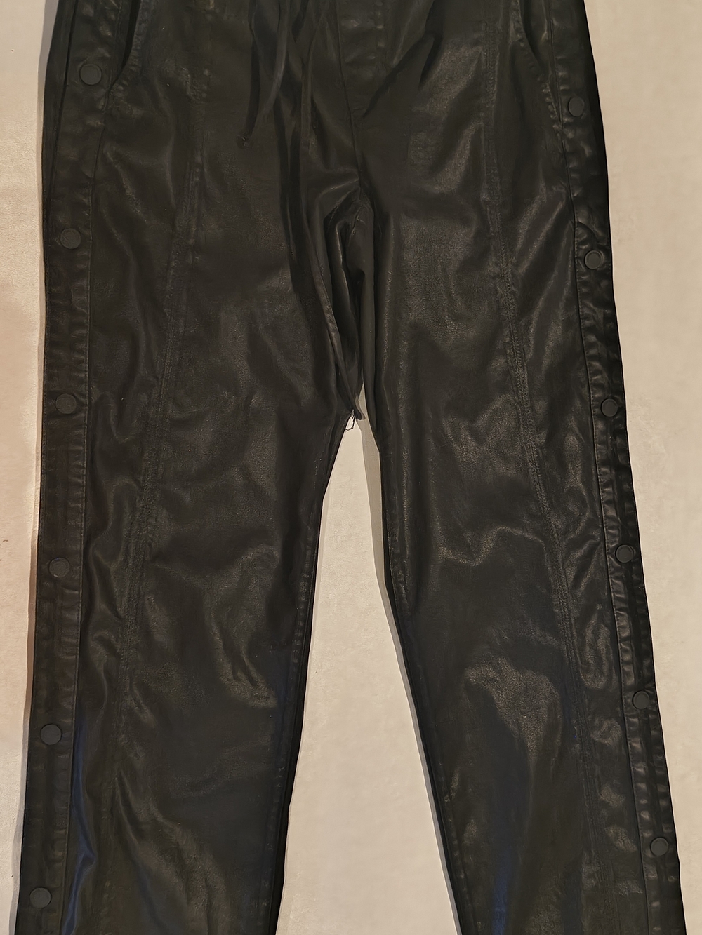 Cotton Citizen Black Faux Leather Drawstring Waist Pants - Picture 4 of 4